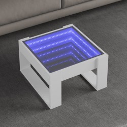 Sonata H Маса за кафе с Infinity LED бяла 50x53x30 см - Холни маси