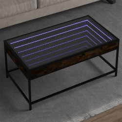 Sonata H Маса за кафе с Infinity LED, опушен дъб, 90x50x41 см - Холни маси