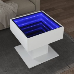 Sonata H Маса за кафе с LED, бяла, 50x50x45 см, инженерно дърво - Холни маси