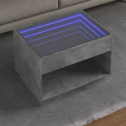 Sonata H Маса за кафе с Infinity LED, бетонно сив, 70x50x50 см - Маси