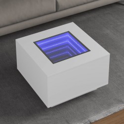 Sonata H Маса за кафе с LED, бяла, 60x60x40 см, инженерно дърво - Маси