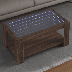 Sonata H Маса за кафе с LED, кафяв дъб, 93x53x45 см, инженерно дърво - Маси