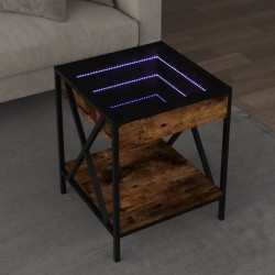 Sonata H Маса за кафе с Infinity LED, опушен дъб, 40x40x49 см - Холни маси