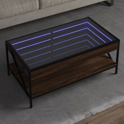 Sonata H Маса за кафе с Infinity LED, кафяв дъб, 90x50x38 см - Холни маси