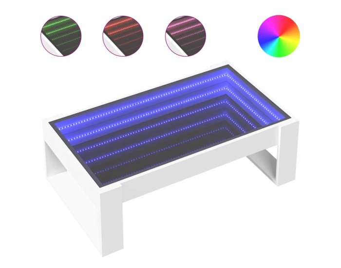 Sonata H Маса за кафе с Infinity LED бяла 90x53x30 см
