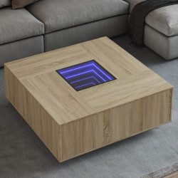 Sonata H Маса за кафе с Infinity LED, сонома дъб, 100x100x40 см - Маси