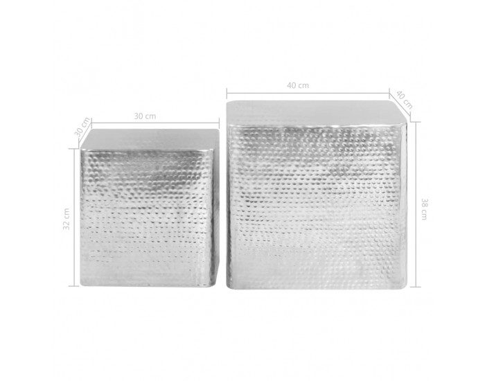 Sonata H Маси за кафе, 2 бр, сребристи, алуминий