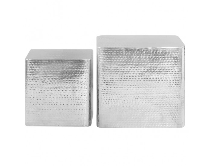 Sonata H Маси за кафе, 2 бр, сребристи, алуминий