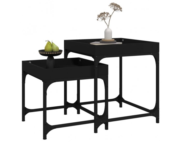 Sonata H Странични маси, 2 бр, черни, инженерно дърво