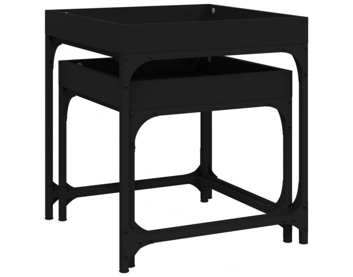 Sonata H Странични маси, 2 бр, черни, инженерно дърво