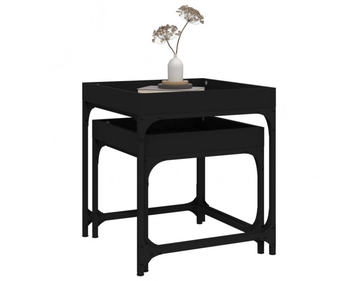 Sonata H Странични маси, 2 бр, черни, инженерно дърво