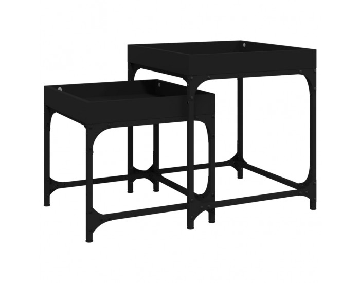 Sonata H Странични маси, 2 бр, черни, инженерно дърво