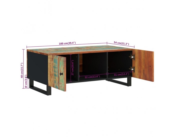 Sonata H Маса за кафе, 100x54x40 см, регенериран масив и инженерно дърво