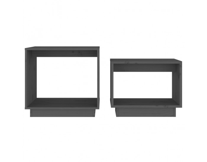 Sonata H Стифиращи масички за кафе, 2 бр, сиви, бор масив