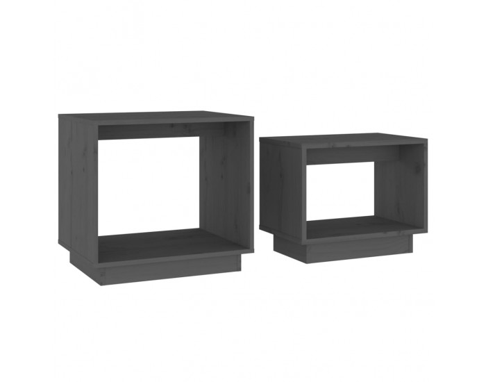 Sonata H Стифиращи масички за кафе, 2 бр, сиви, бор масив