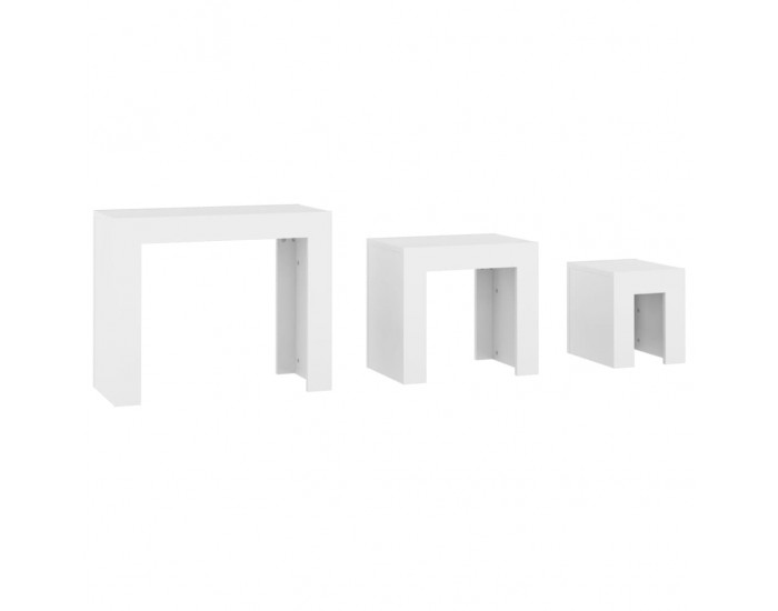 Sonata H Стифиращи масички за кафе, 3 бр, бели, инженерно дърво