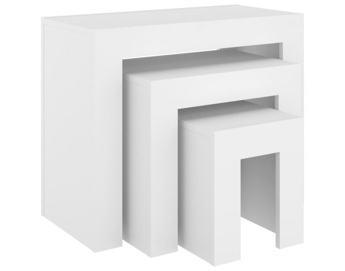 Sonata H Стифиращи масички за кафе, 3 бр, бели, инженерно дърво