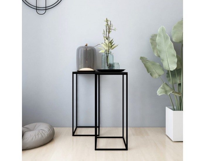 Sonata H Странични маси, 2 бр, черни, стомана