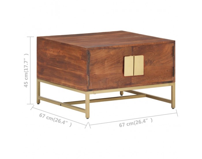 Sonata H Маса за кафе, меденокафява, 67x67x45 см, акациево дърво масив