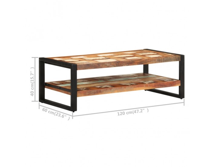 Sonata H Маса за кафе, 120x60x40 см, масивно регенерирано дърво