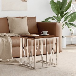 Sonata H Маса за кафе, неръждаема стомана и регенерирано дърво масив - Холни маси