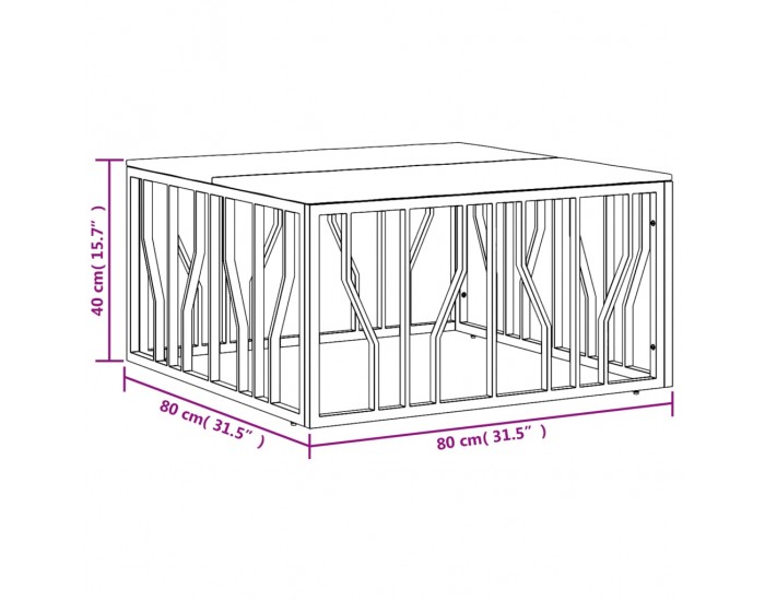 Sonata H Маса за кафе, неръждаема стомана и регенерирано дърво масив
