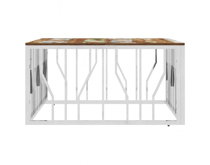 Sonata H Маса за кафе, неръждаема стомана и регенерирано дърво масив