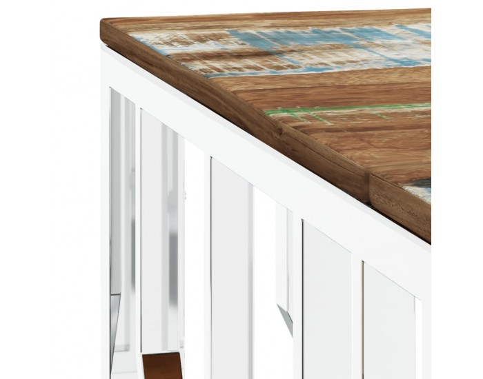 Sonata H Маса за кафе, неръждаема стомана и регенерирано дърво масив