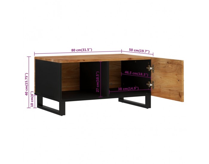 Sonata H Маса за кафе, 80x50x40 см, акация масив и инженерно дърво