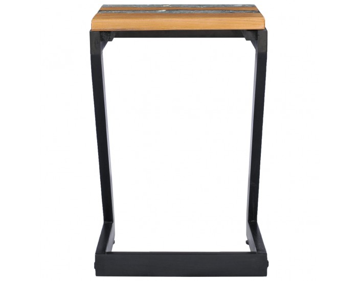 Sonata H Маса за кафе, 30x30x50 см, тиково дърво масив и полирезин