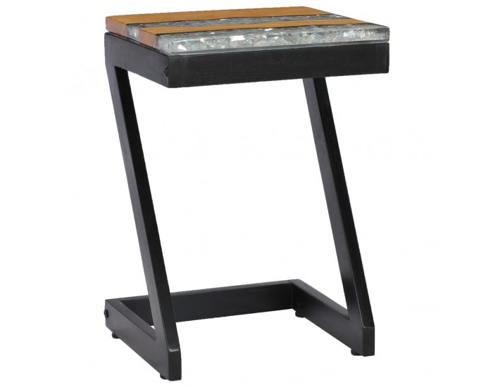 Sonata H Маса за кафе, 30x30x50 см, тиково дърво масив и полирезин