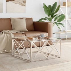 Sonata H Маса за кафе 80x80x40 cм неръждаема стомана и стъкло - Холни маси