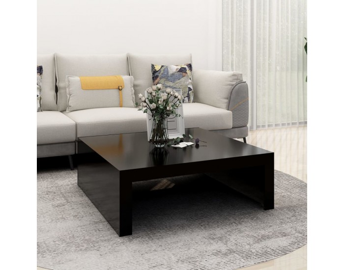 Sonata H Маса за кафе, черна, 100x100x35 см, инженерно дърво