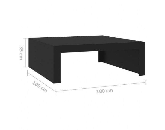 Sonata H Маса за кафе, черна, 100x100x35 см, инженерно дърво