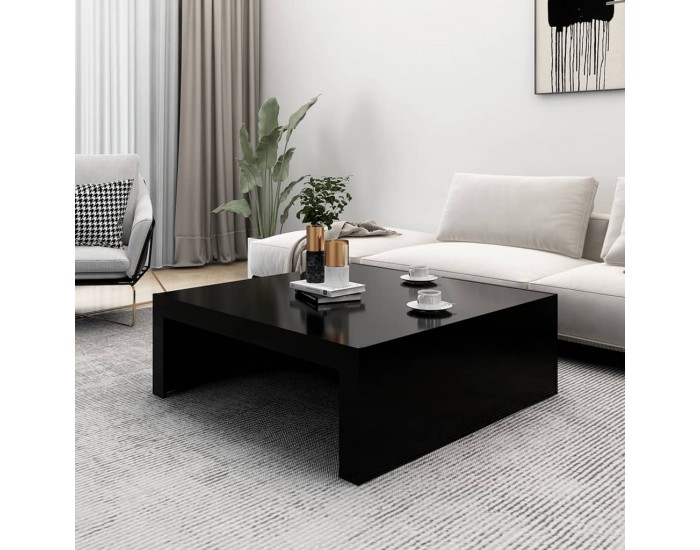 Sonata H Маса за кафе, черна, 100x100x35 см, инженерно дърво