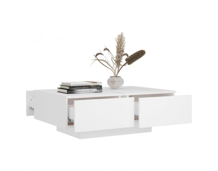 Sonata H Маса за кафе, бяла, 90x60x31 см, инженерно дърво