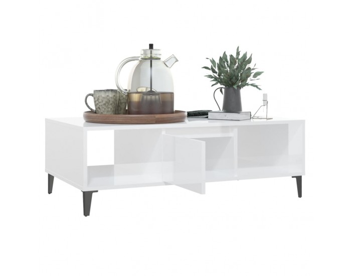 Sonata H Маса за кафе, бял гланц, 103,5x60x35 см, инженерно дърво