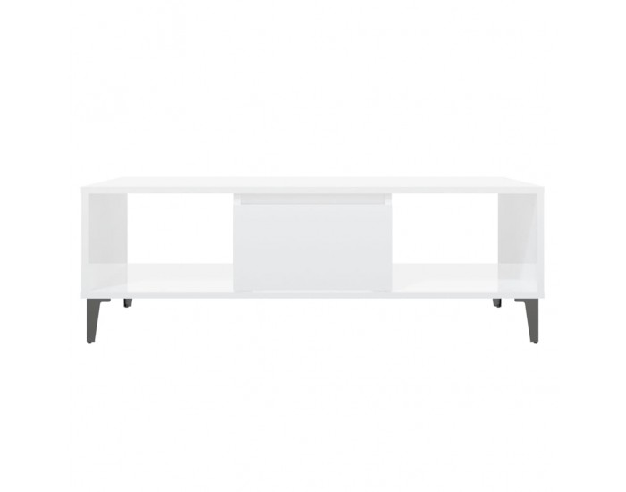 Sonata H Маса за кафе, бял гланц, 103,5x60x35 см, инженерно дърво