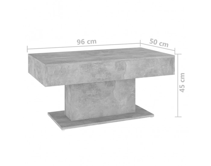 Sonata H Маса за кафе, бетонно сива, 96x50x45 см, инженерно дърво