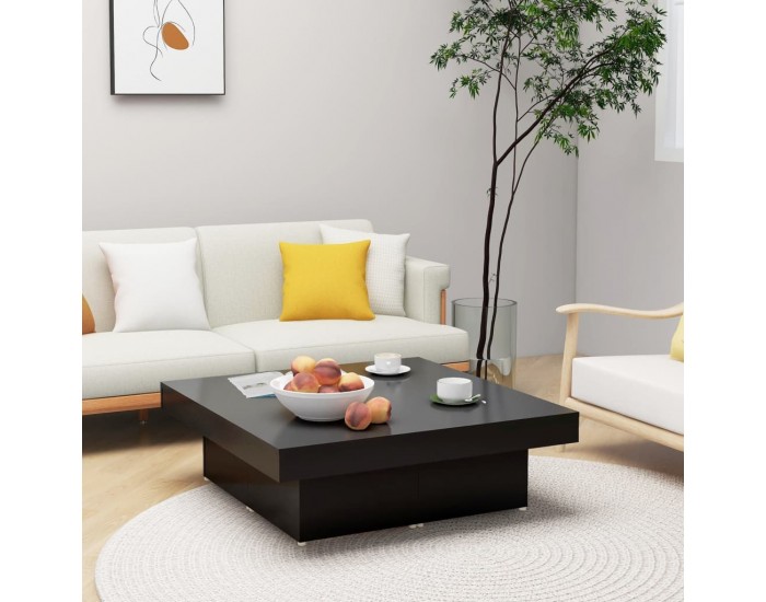 Sonata H Маса за кафе, черна, 90x90x28 см, инженерно дърво