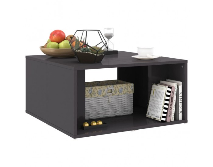 Sonata H Маси за кафе, 4 бр, сив гланц, 33x33x33 см, инженерно дърво