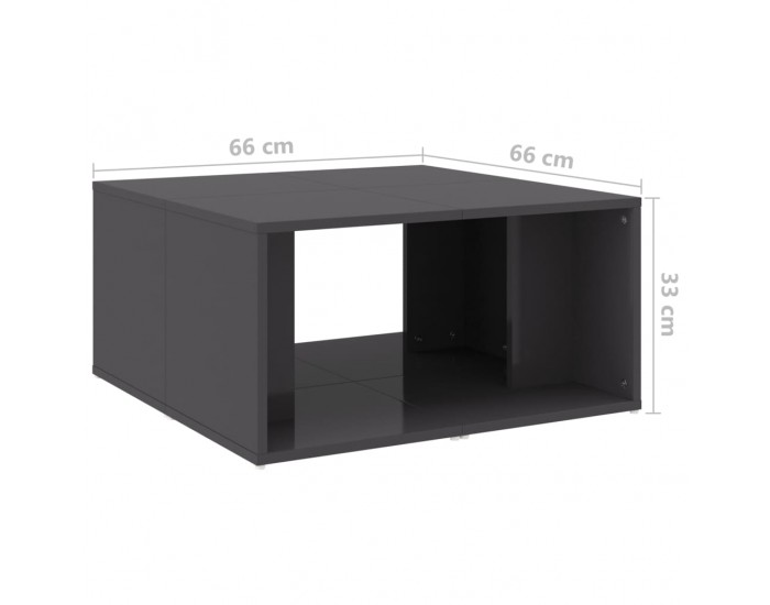 Sonata H Маси за кафе, 4 бр, сив гланц, 33x33x33 см, инженерно дърво