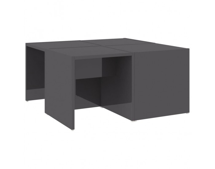 Sonata H Маси за кафе, 4 бр, сив гланц, 33x33x33 см, инженерно дърво