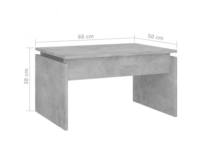 Sonata H Маса за кафе, бетонно сива, 68x50x38 см, инженерно дърво