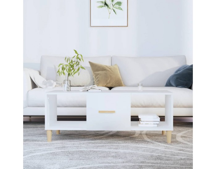 Sonata H Маса за кафе, бяла, 102x50x40 см, инженерно дърво