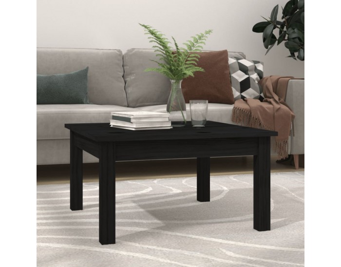 Sonata H Кафе маса, черна, 55x55x30 см, борово дърво масив