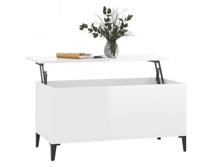 Sonata H Кафе маса, бял гланц, 90x44,5x45 см, инженерно дърво