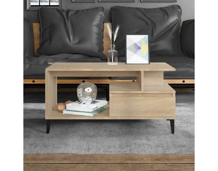 Sonata H Кафе маса, дъб сонома, 90x49x45 см, инженерно дърво