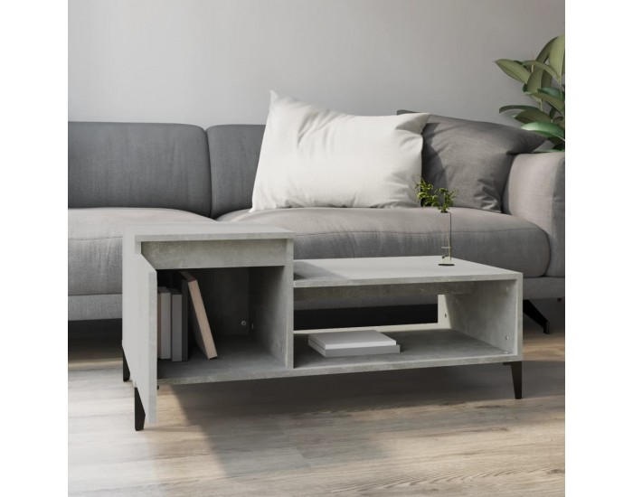 Sonata H Кафе маса, бетонно сива, 100x50x45 см, инженерно дърво