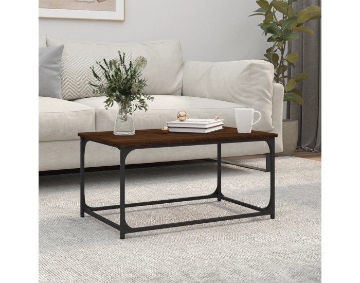 Sonata H Маса за кафе, кафяв дъб, 80x50x40 см, инженерно дърво и желязо